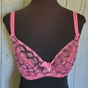 Claudette unlined bra pink black animal print 32DD